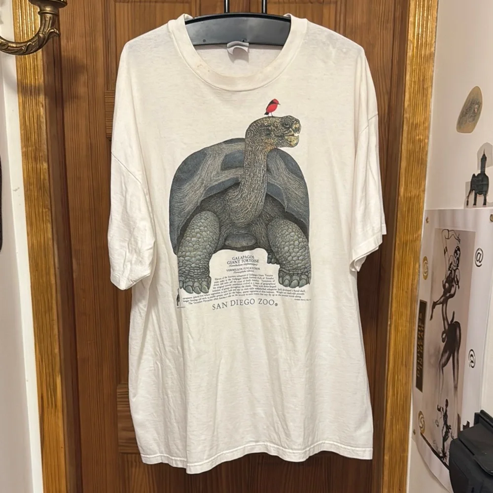Vintage San Diego zoo white T shirt tee XXL 2XL 1996 Diana Dee Tyler Galapagos - Picture 1 of 7
